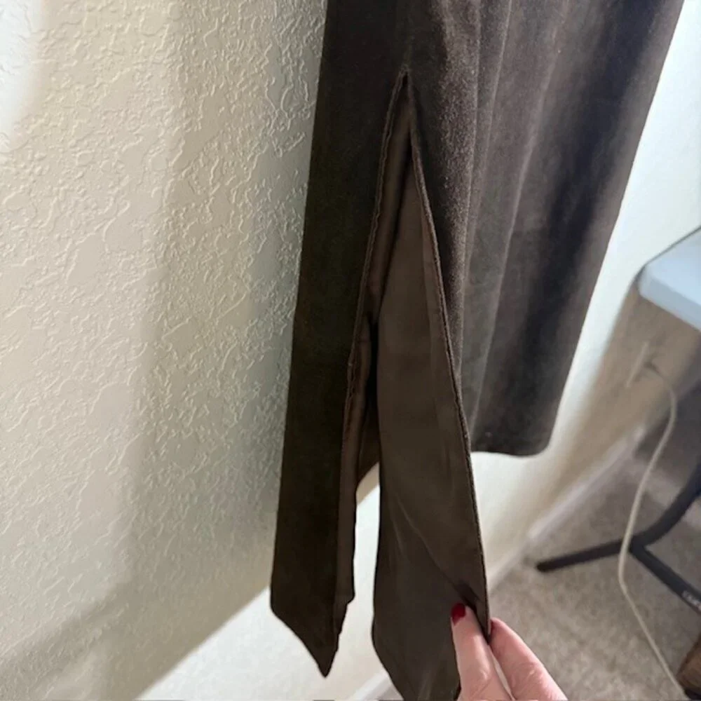 VTG Joseph Abboud Womens Suede Leather‎ Maxi Skirt Size 8 Brown Riding Western